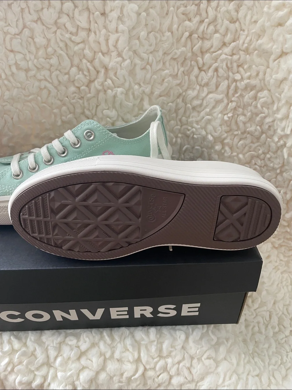 Converse Low Top Platform Sneakers in Mint Green and White
